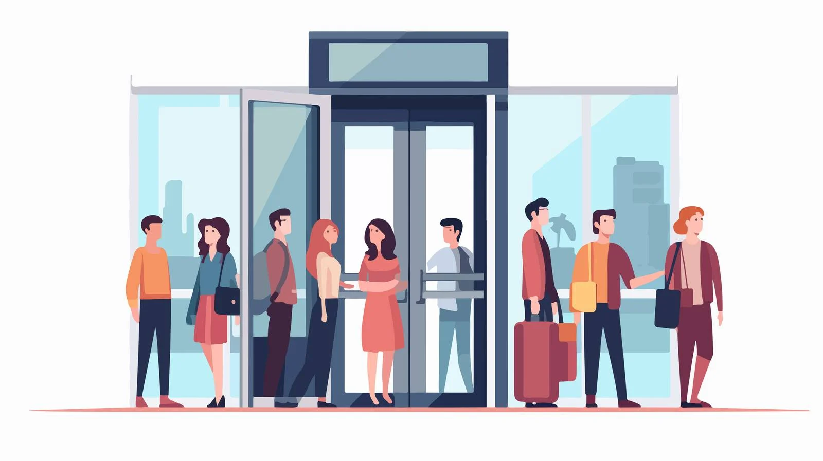Diverse group inside open elevator — free download from Dotvec