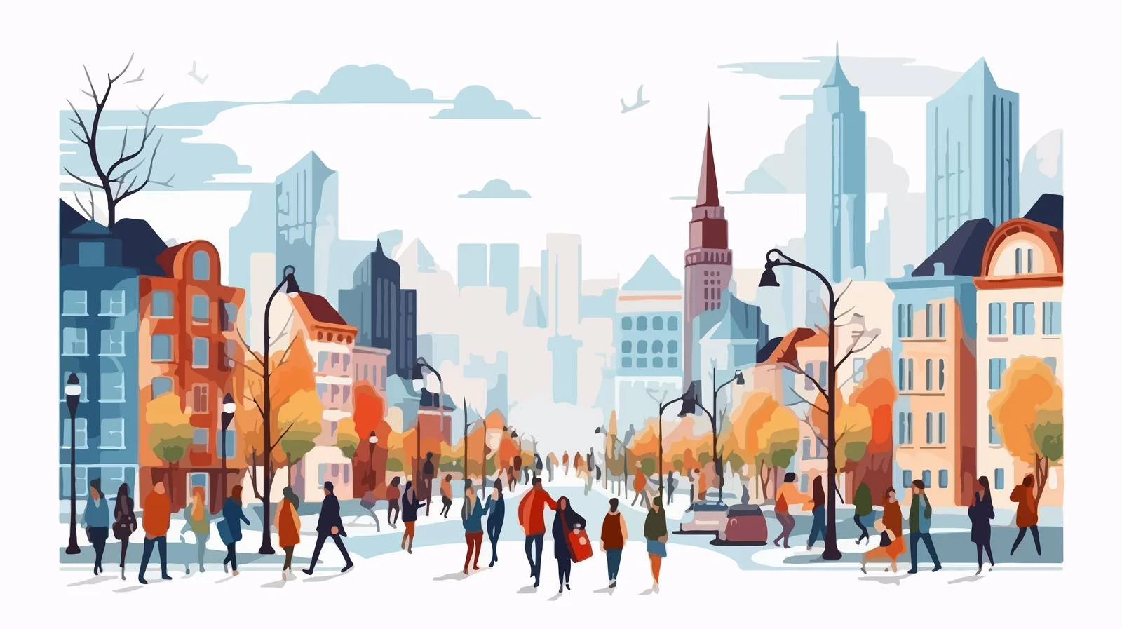 Urban commuters strolling through bustling city — free download from Dotvec
