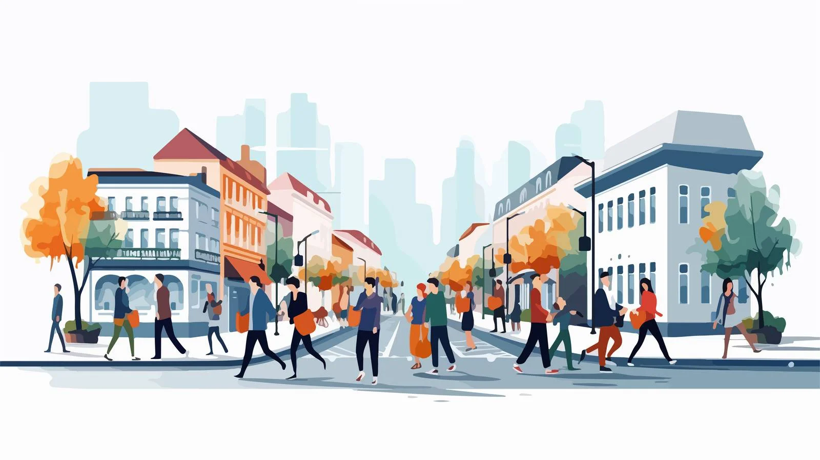 Urban Scene with Diverse Pedestrians Walking — free download from Dotvec