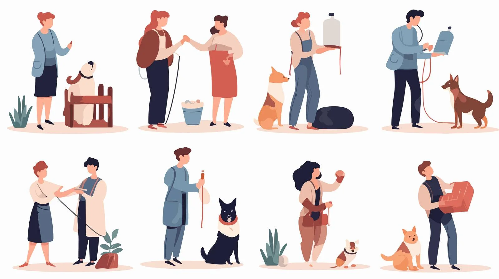 Varied Pet Life Scenarios Vector Illustration — free download from Dotvec
