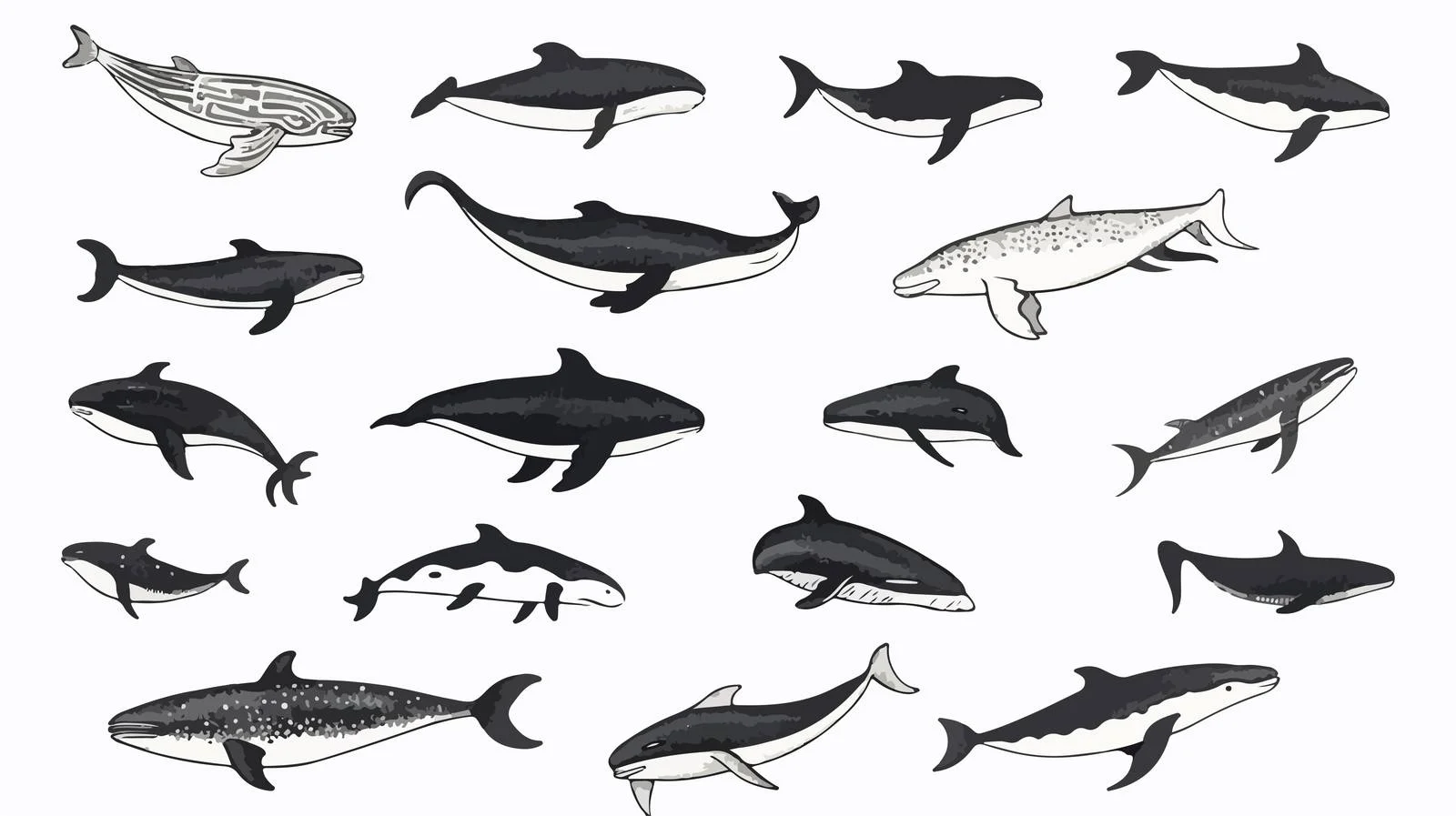 Whimsical Whale Collection: Hand-Drawn Illustration — free download from Dotvec