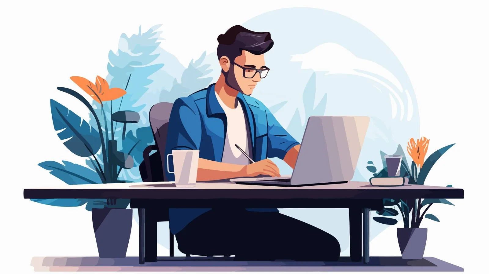 Creative illustrator using graphic tablet device — free download from Dotvec