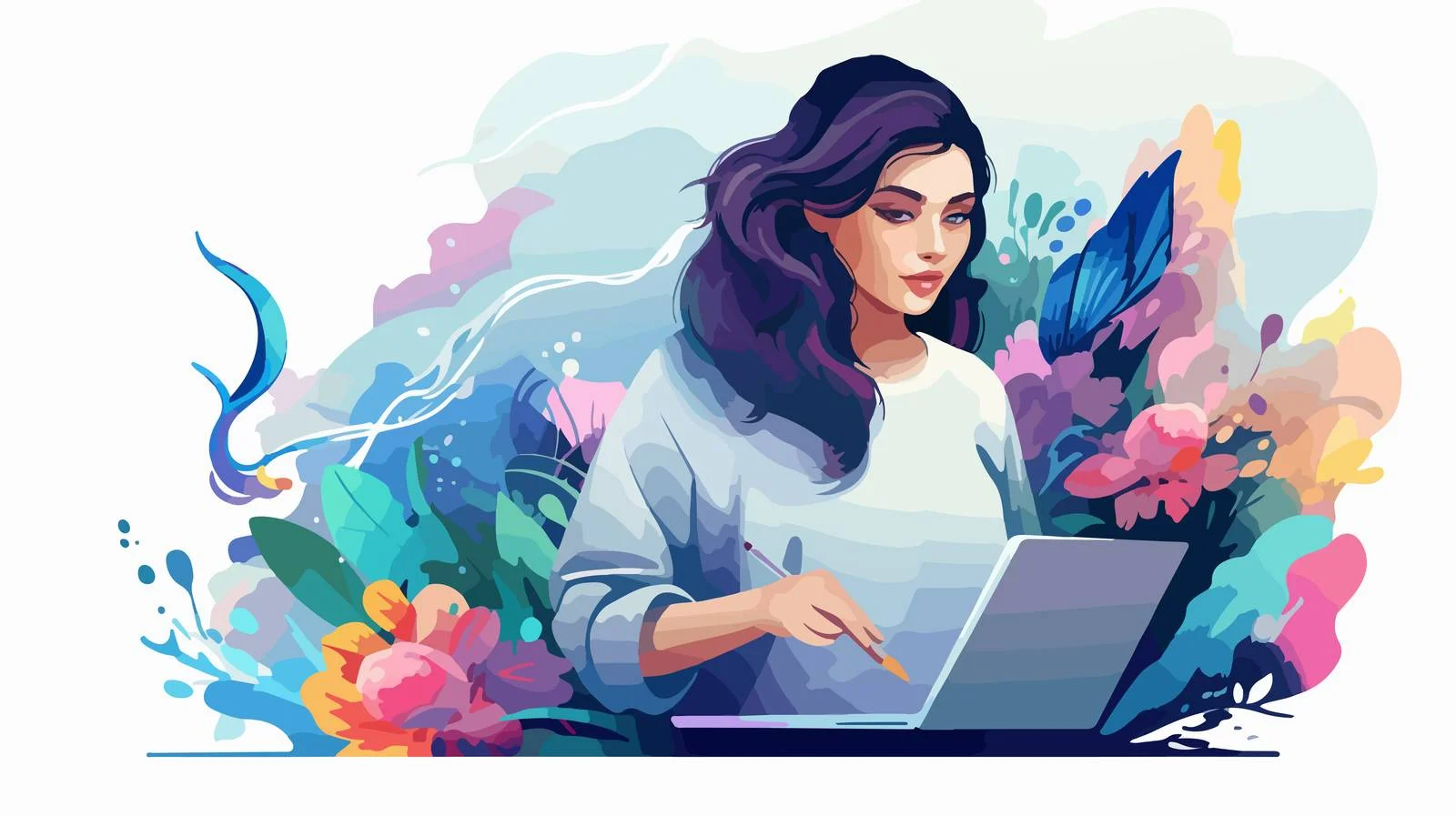 Professional digital artist sketches on tablet — free download from Dotvec