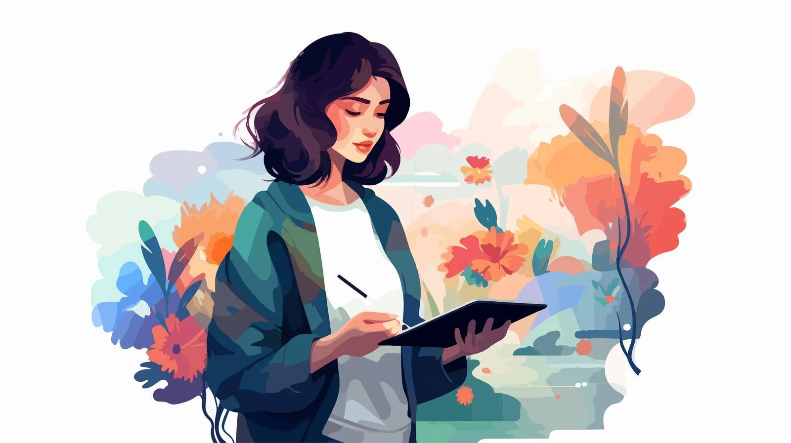 Professional digital artist working with stylus — free download from Dotvec