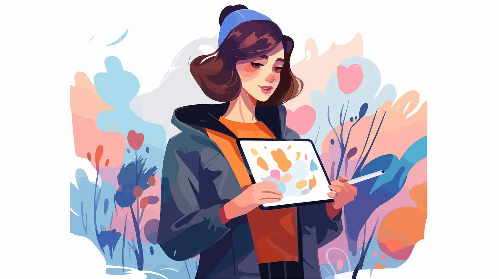 Creative digital artist sketching on tablet — free download from Dotvec