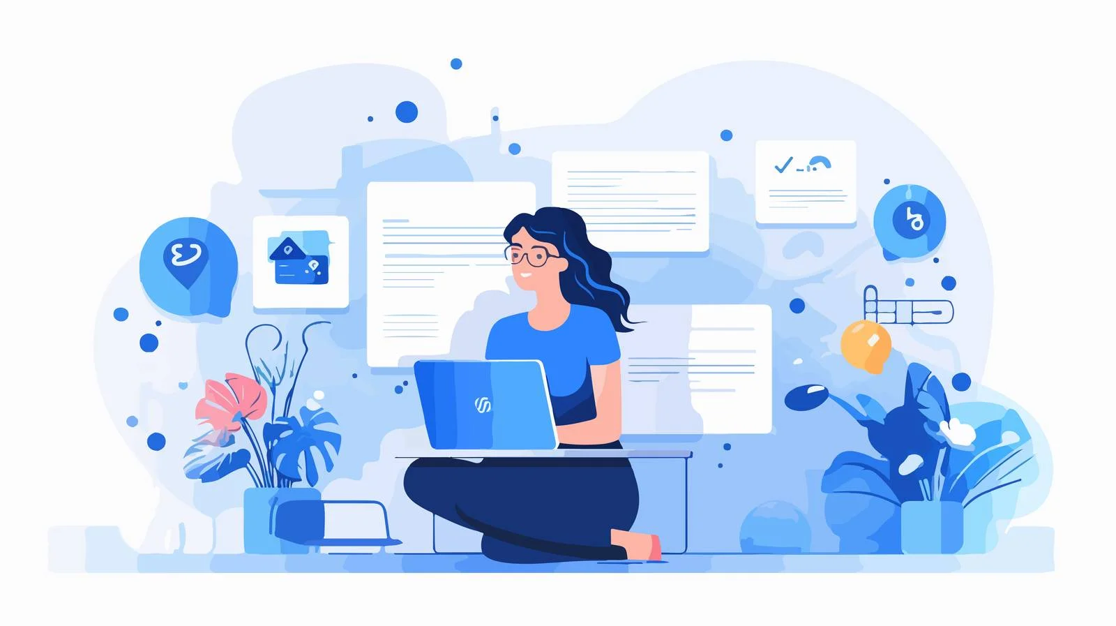 Professional working on social media networks — free download from Dotvec