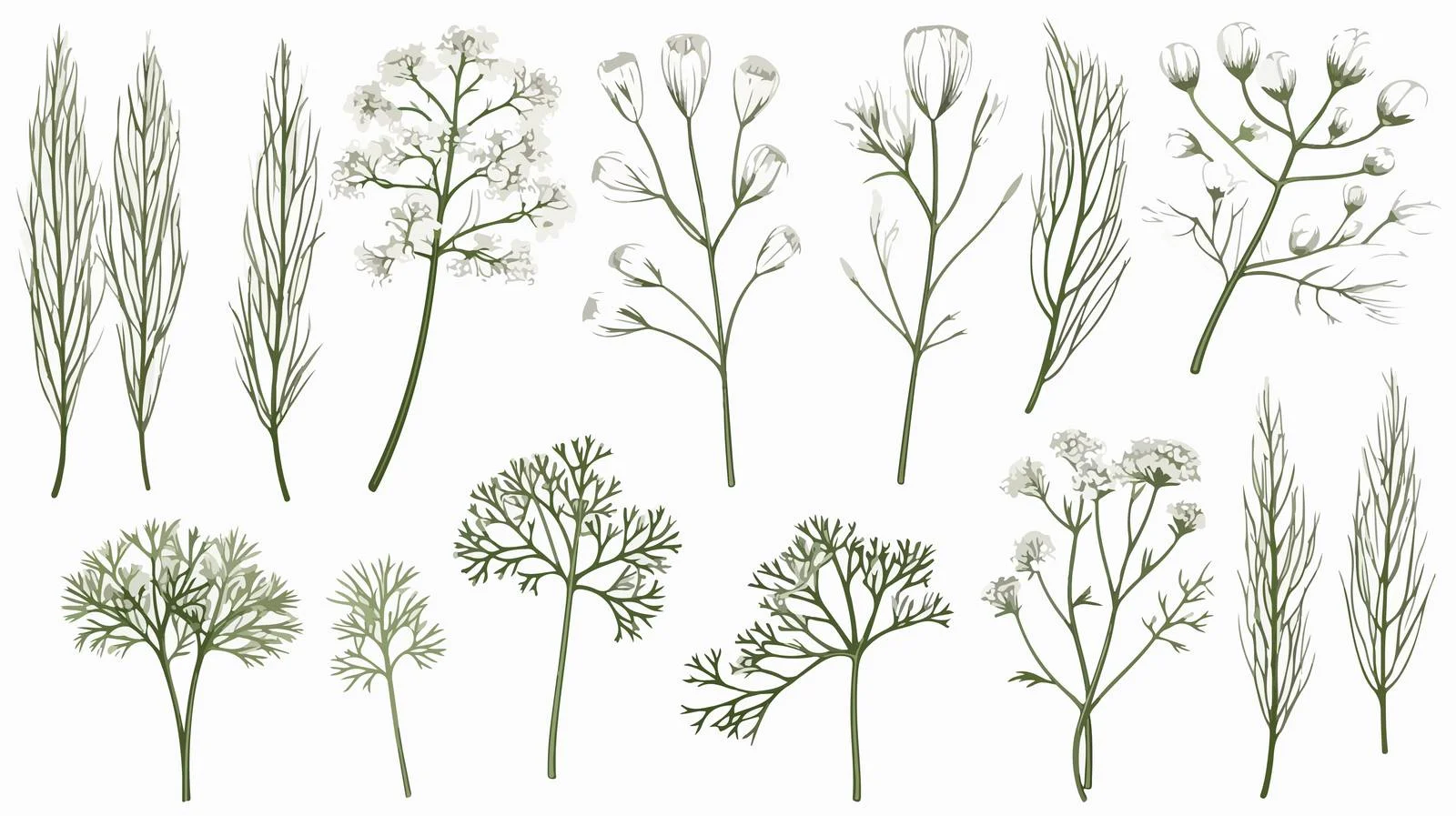Hand-Drawn Dill Sketch Collection with Greens — free download from Dotvec
