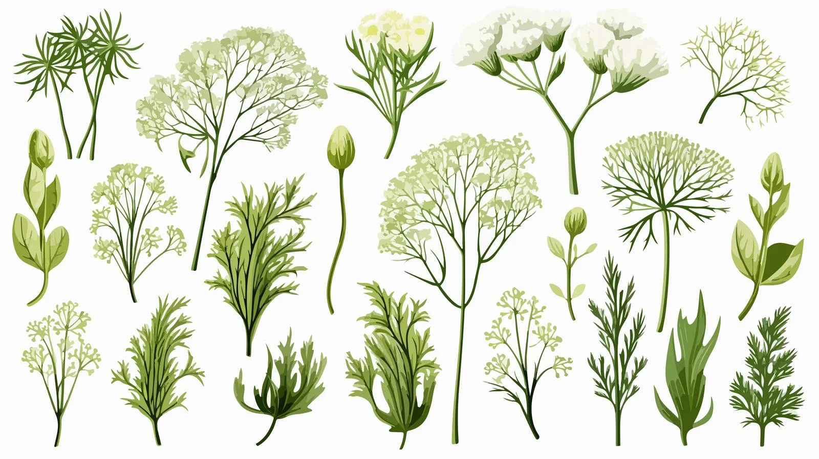 Rustic Dill Sketch Collection with Greens — free download from Dotvec