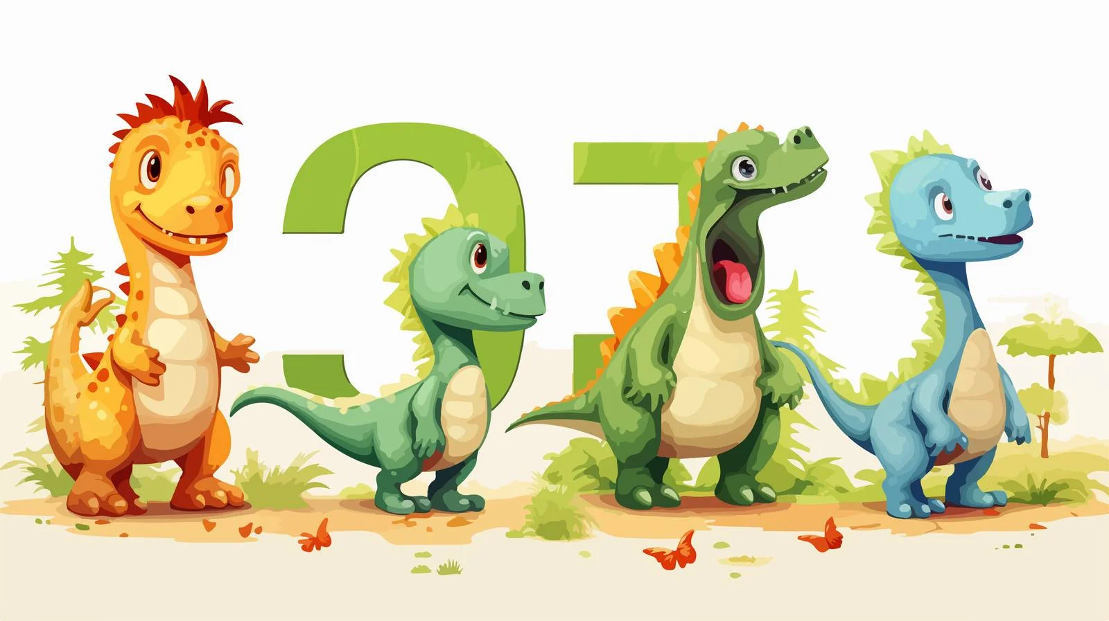 Educational Dinosaur Alphabet Numbers Illustration — free download from Dotvec