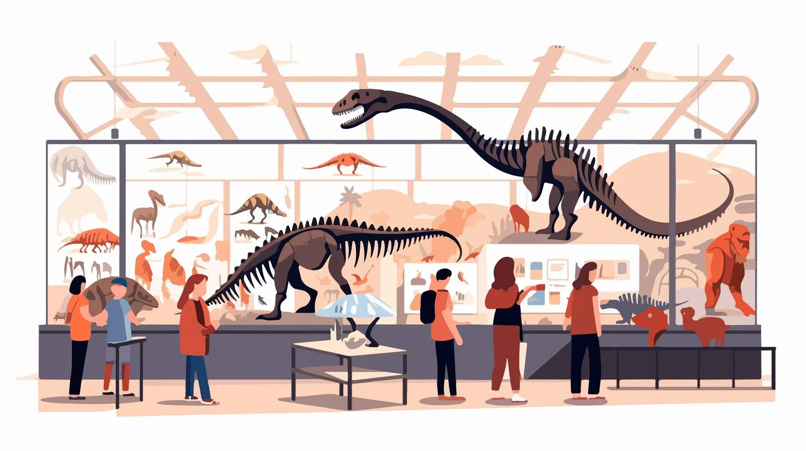 prehistoric fossils display in paleontology museum — free download from Dotvec