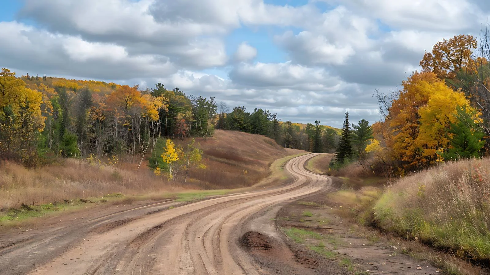 Tranquil countryside path under autumnal foliage — free download from Dotvec