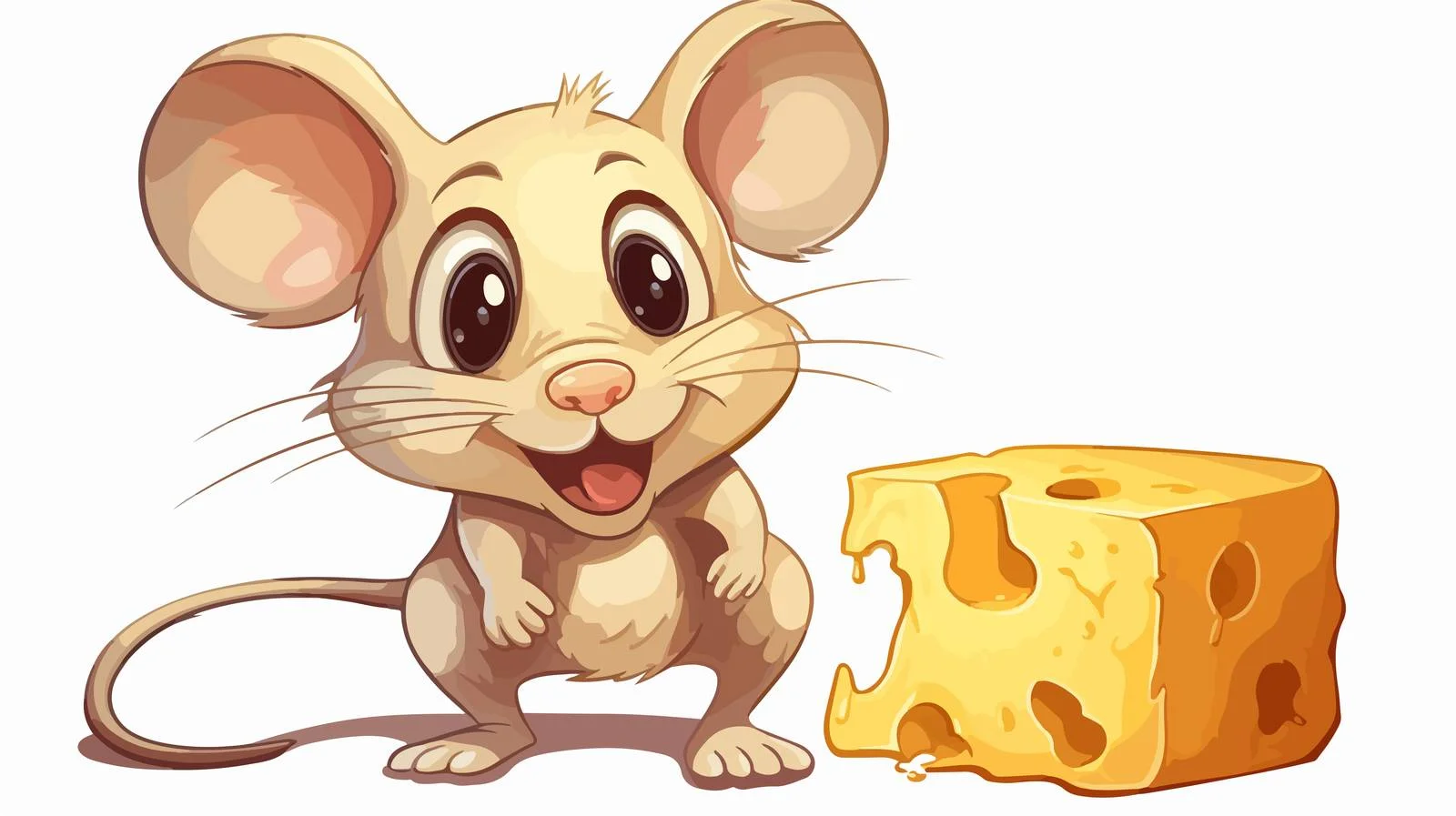 Cartoon Mouse Holding Stolen Cheese — free download from Dotvec