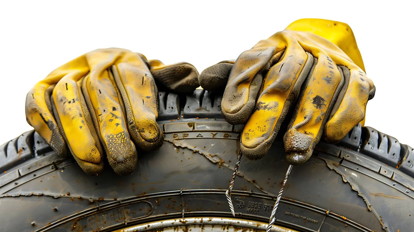 Mechanic wearing dirty yellow leather gloves — free download from Dotvec