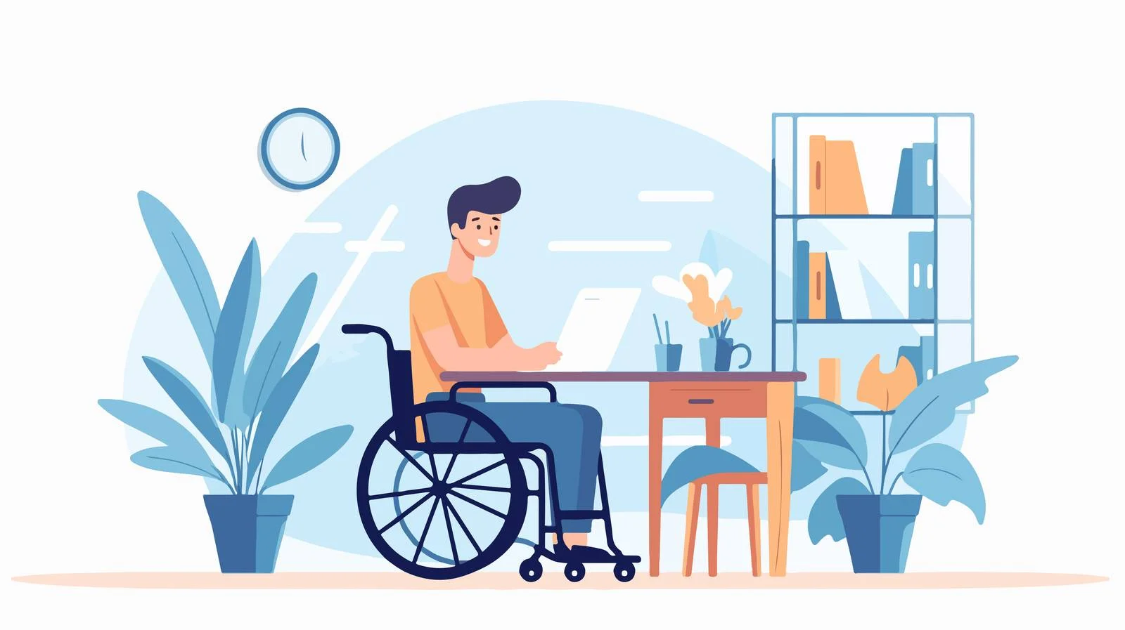 Child in wheelchair learning at school — free download from Dotvec