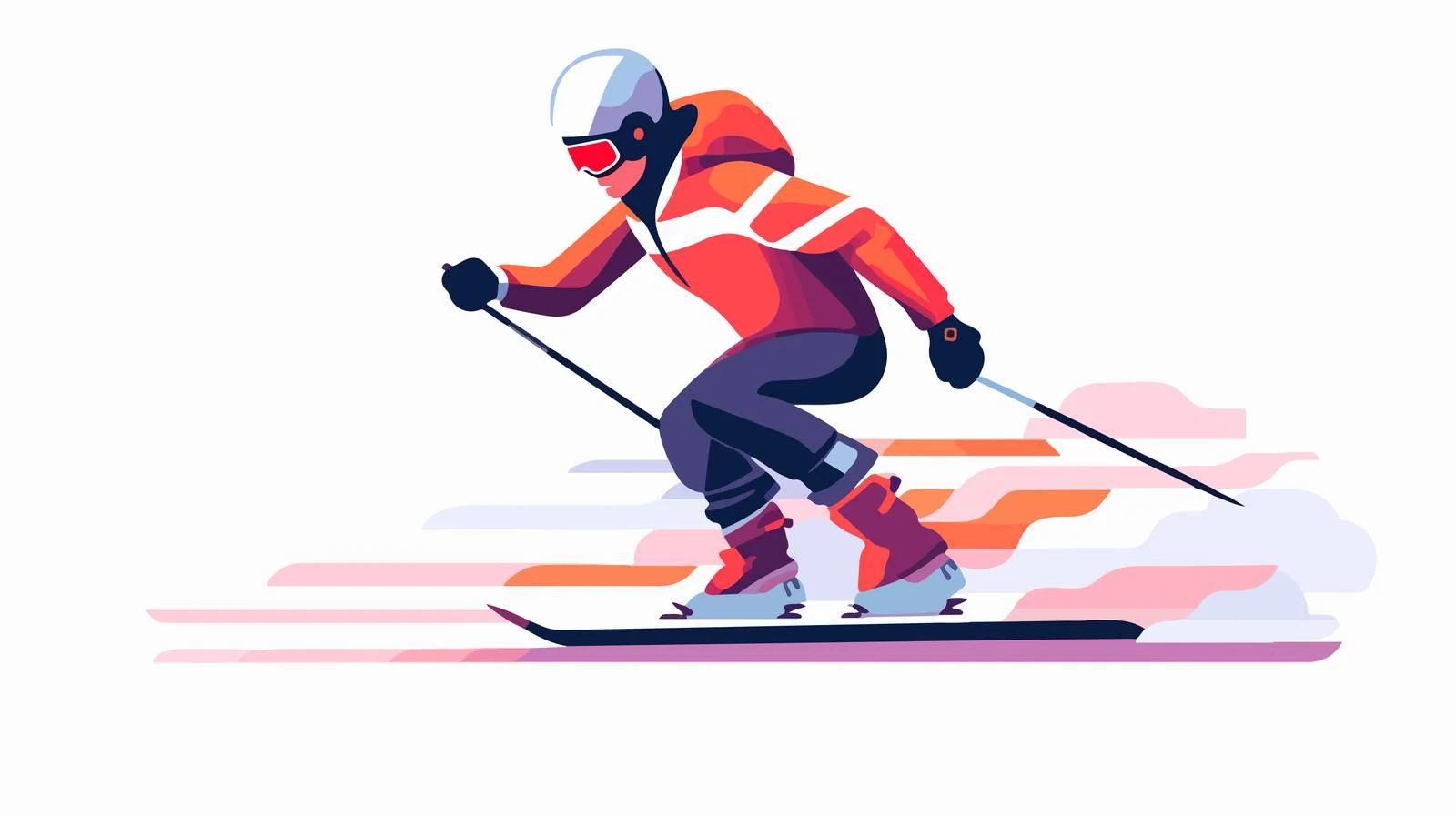 Adaptive skier with amputated leg illustration — free download from Dotvec