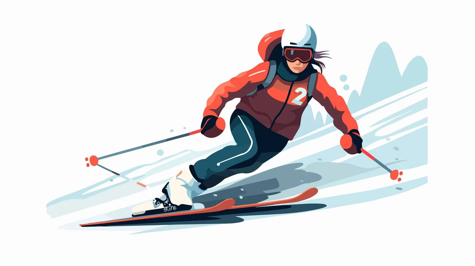 Adaptive female skier with amputation, vector illustration — free download from Dotvec