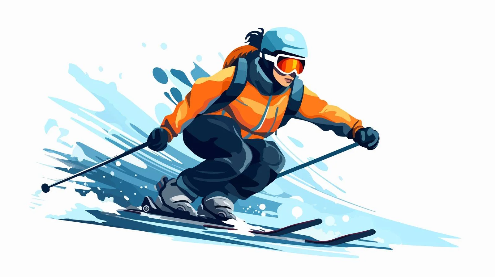 Adaptive skier with leg prosthesis illustration — free download from Dotvec