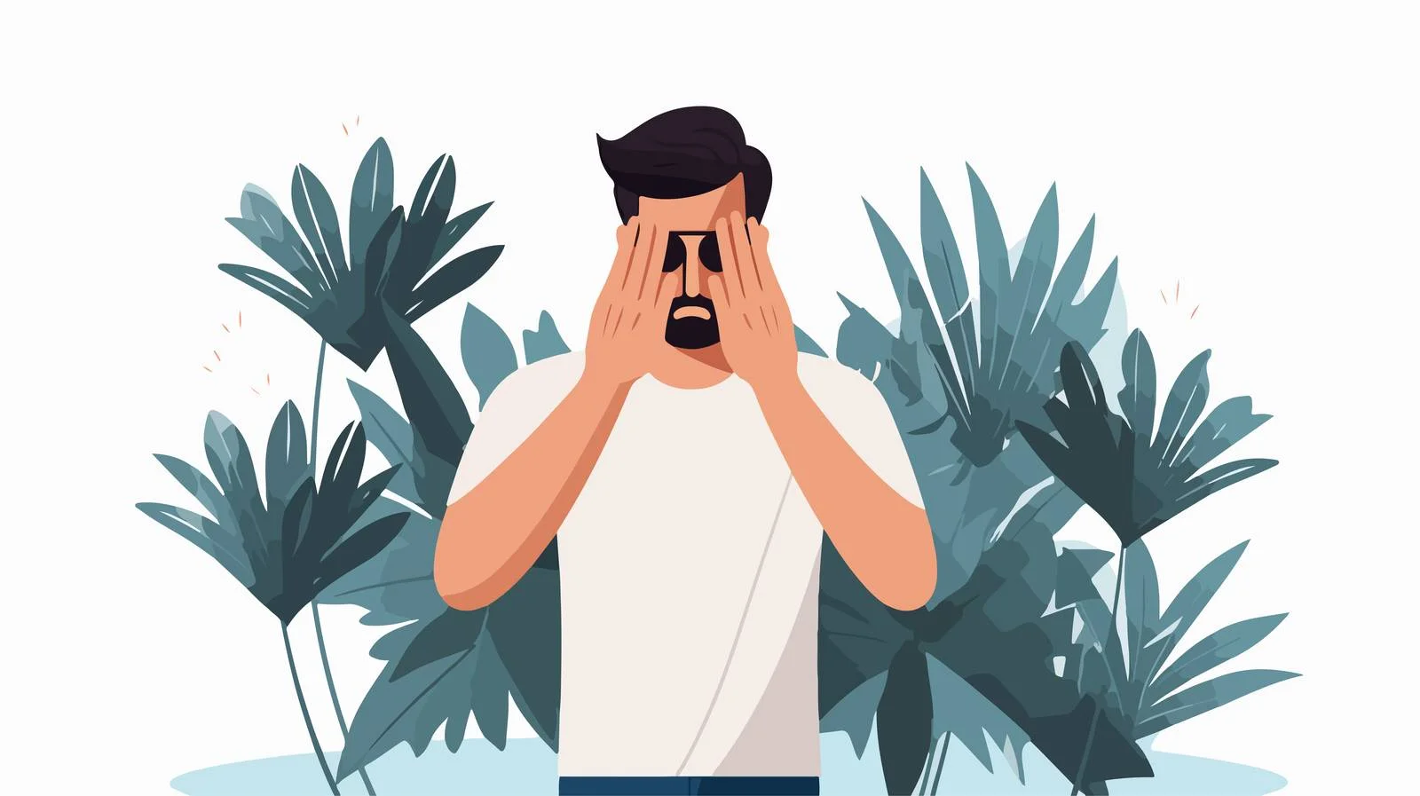 Man Looking Disappointed with Hand on Face — free download from Dotvec