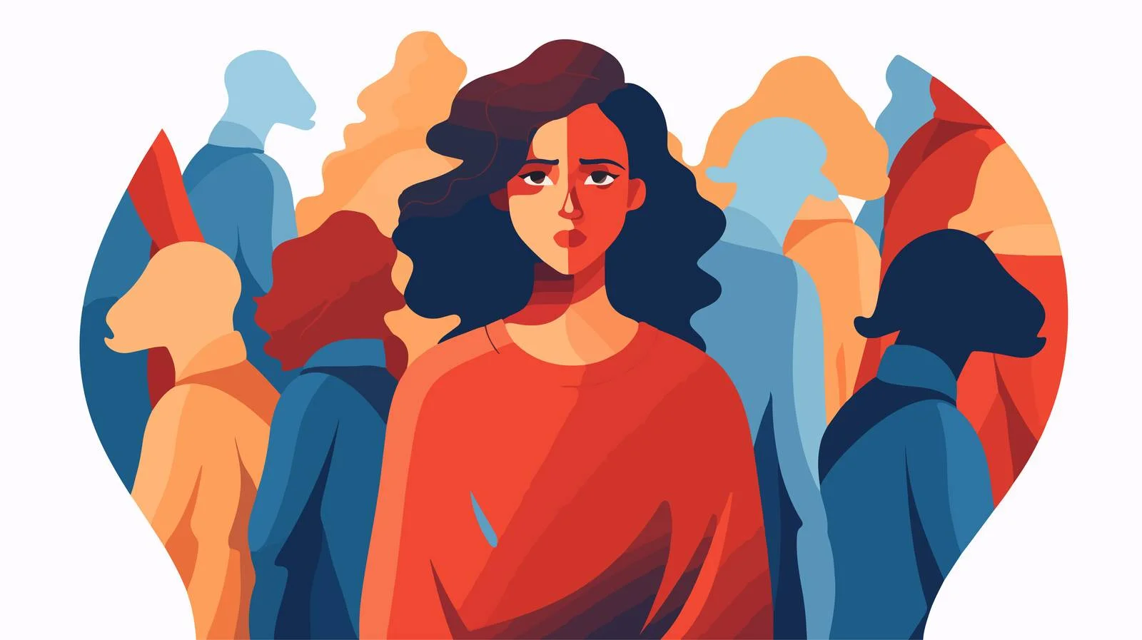 Emotional isolation in crowded digital art — free download from Dotvec