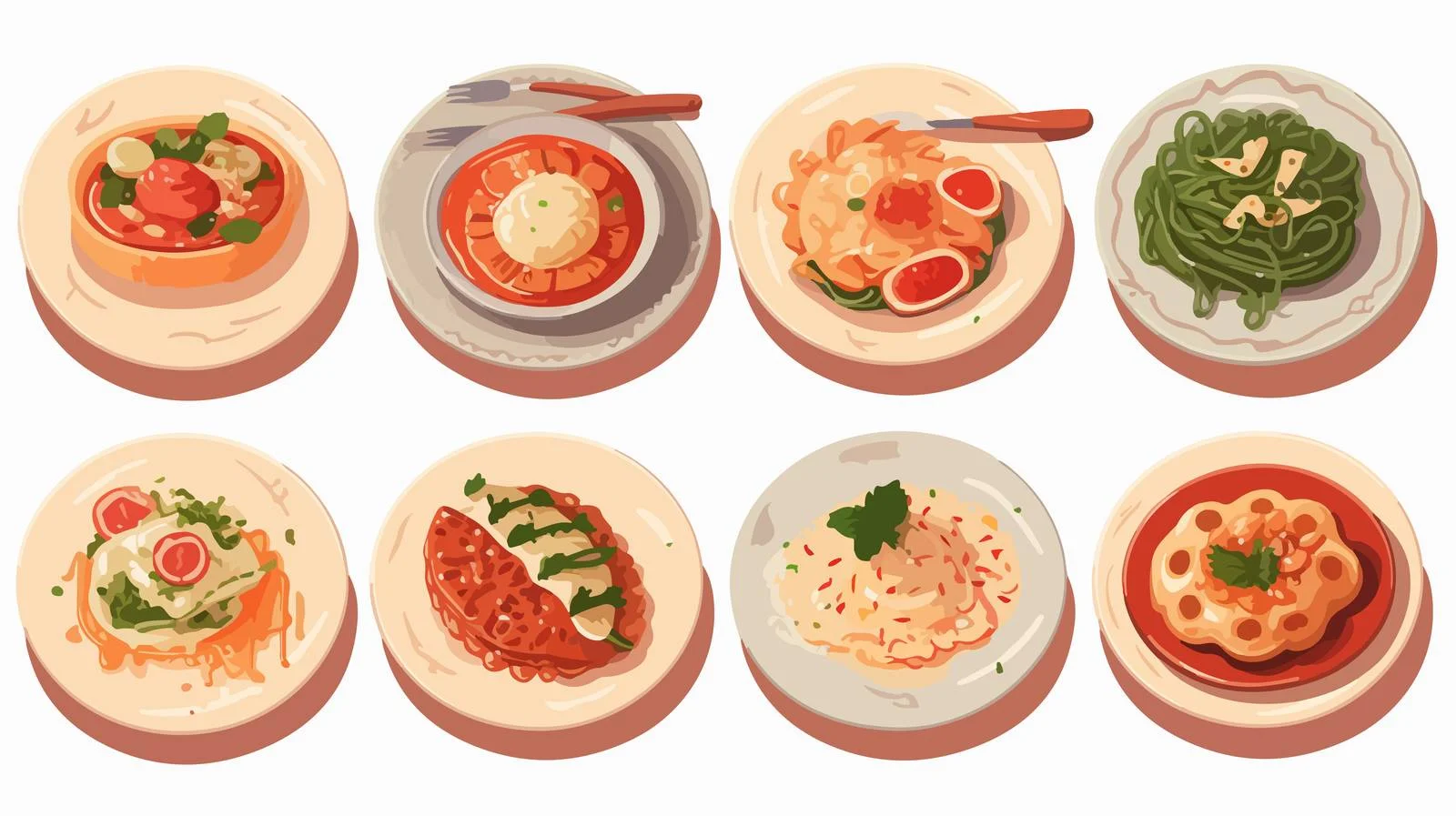 Restaurant's Prepared Dishes for Serving Set — free download from Dotvec