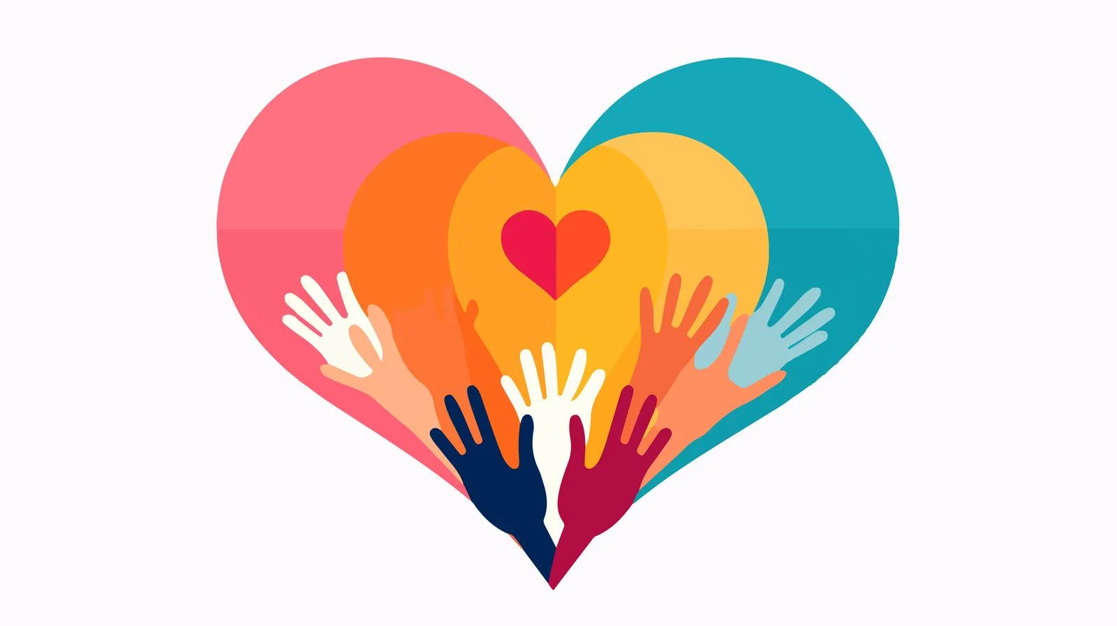 United hands holding heart and circles — free download from Dotvec