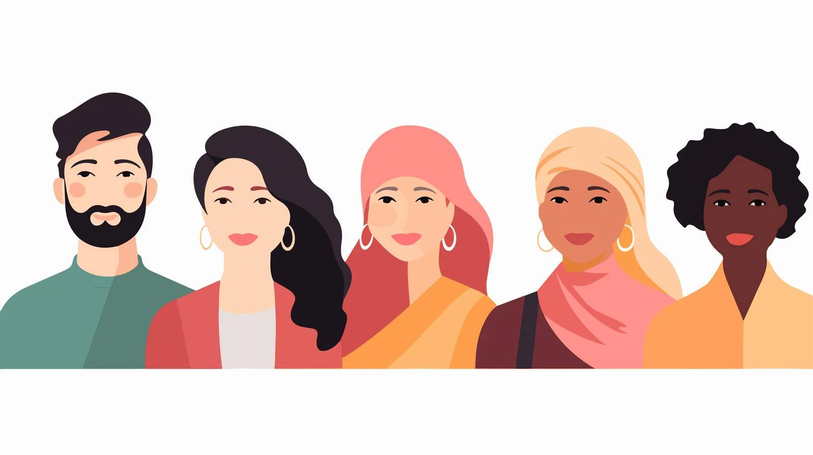 Variety of multicultural individuals in line — free download from Dotvec