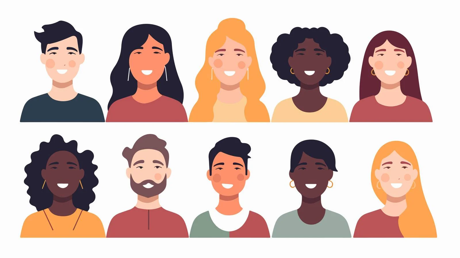 International Individuals in Row of Profile Views — free download from Dotvec