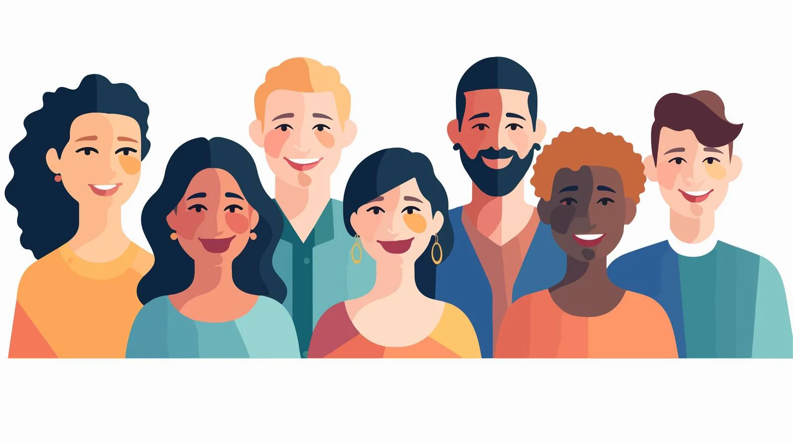 Multicultural individuals portrait lineup in sequence — free download from Dotvec