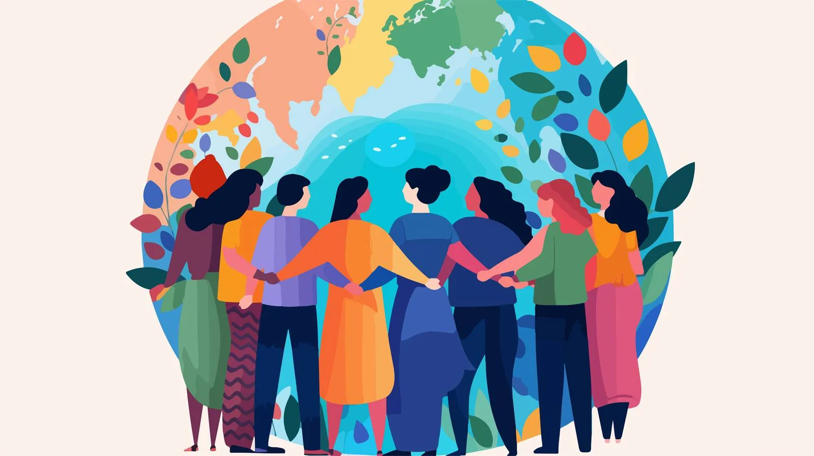 Multicultural individuals embrace in close unity circle — free download from Dotvec