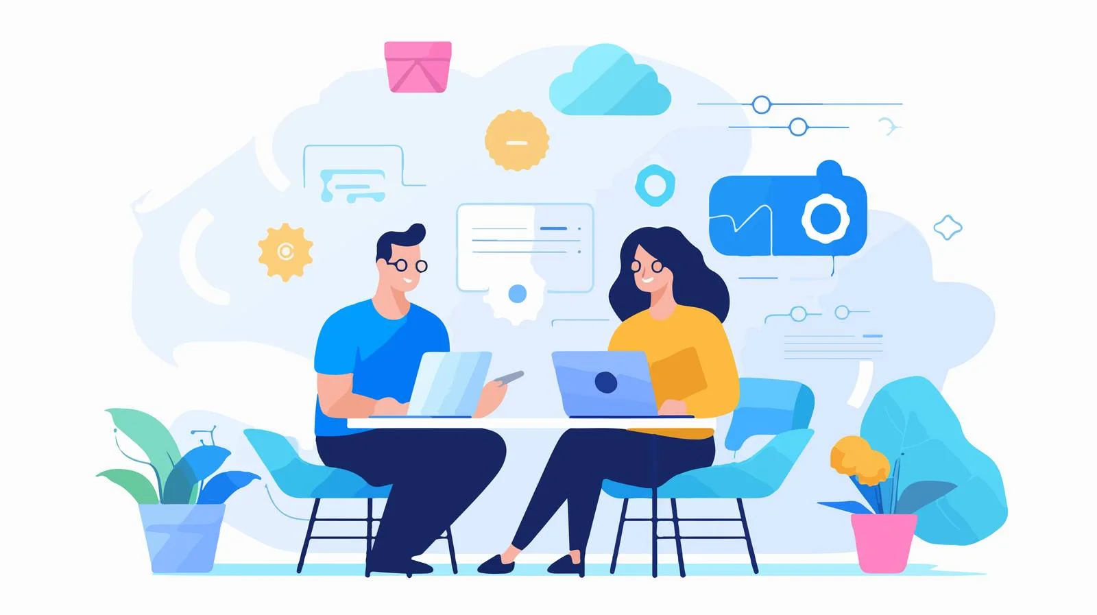 Global team in virtual meeting illustration — free download from Dotvec