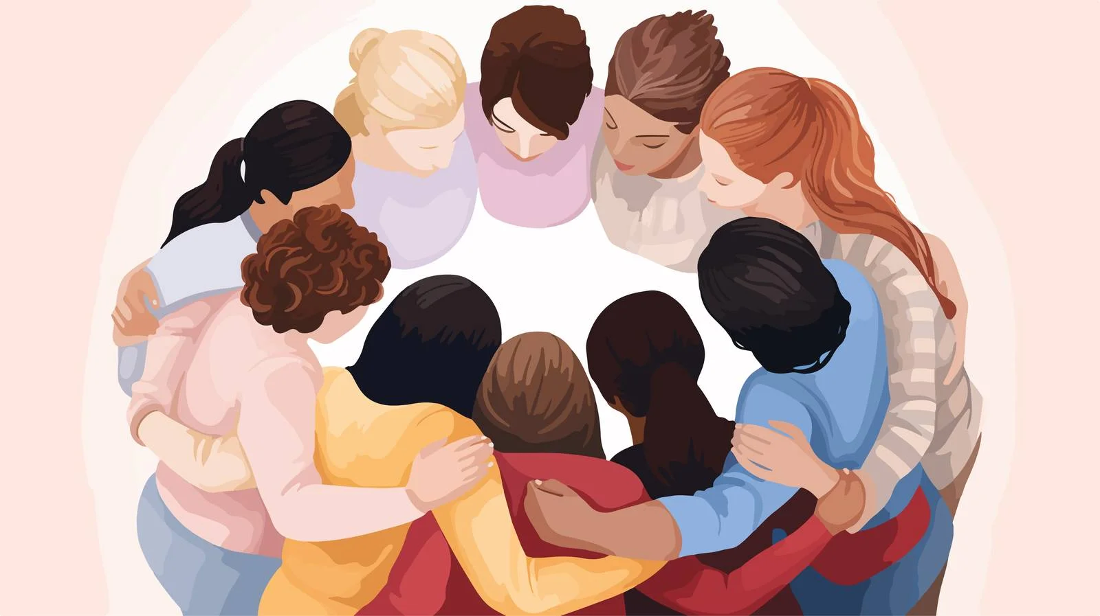 Unity in Diversity: Top View Group Hug — free download from Dotvec