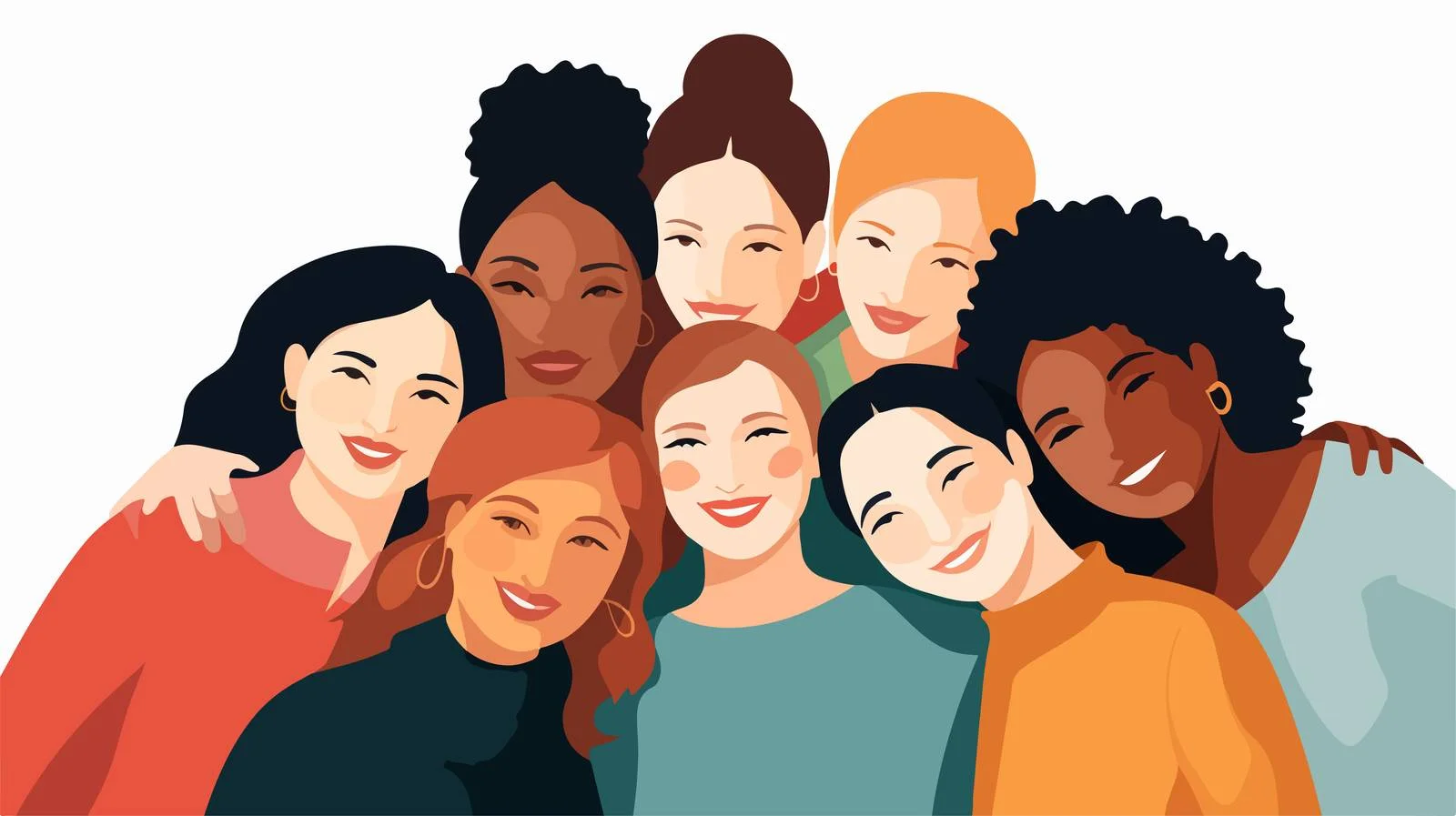 Harmonious diverse group embraces from above — free download from Dotvec