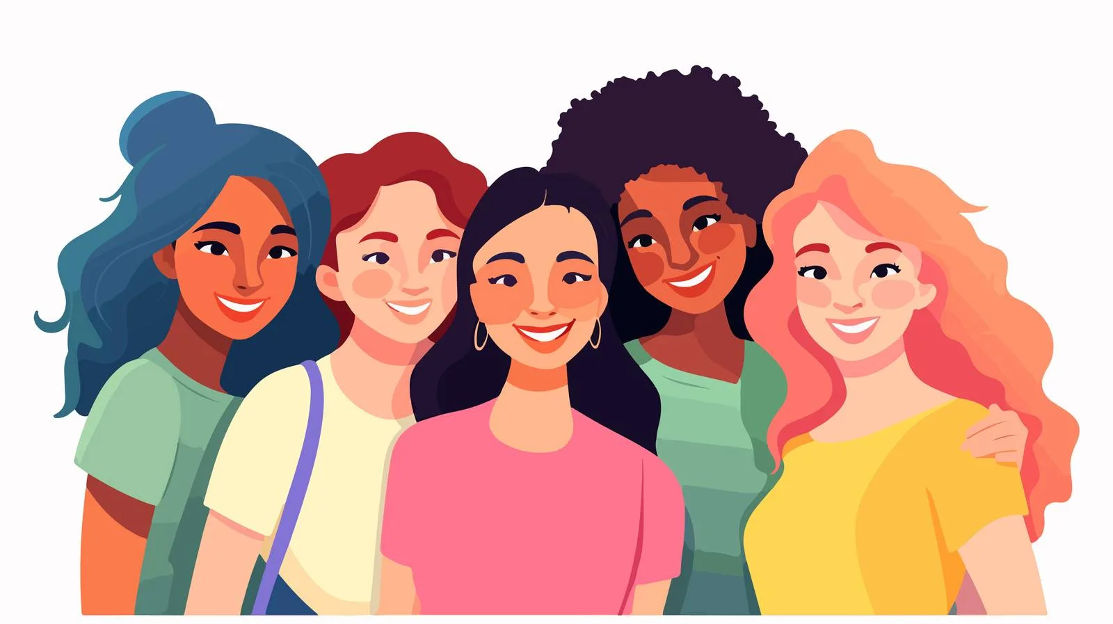 Multicultural Women Portrait. Diverse Female Group Unity — free download from Dotvec