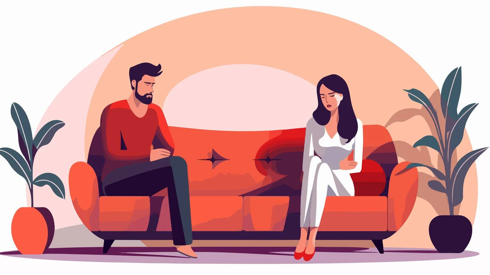 Marital dispute: Couple arguing on couch — free download from Dotvec