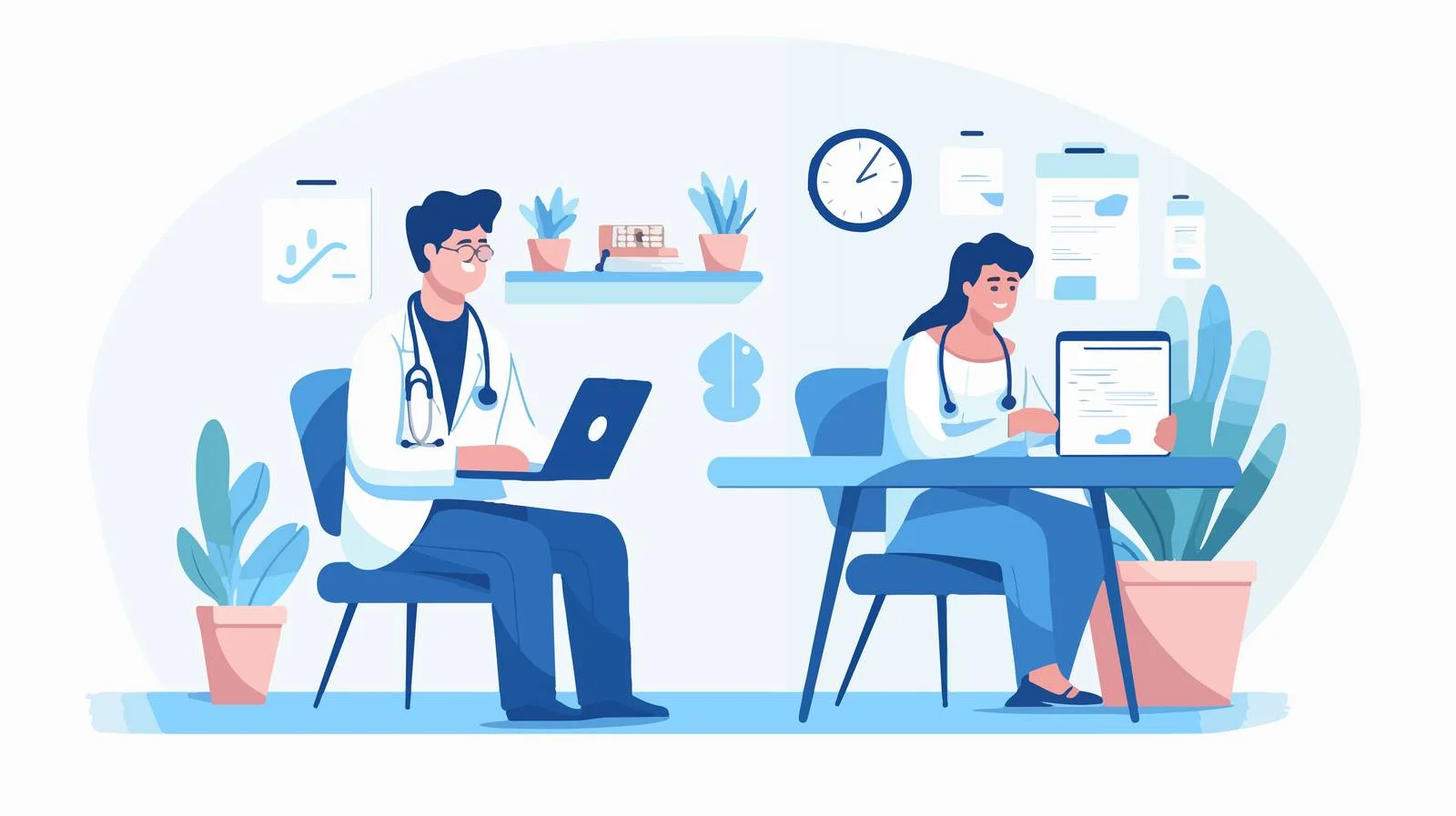 Virtual medical consultation between doctor and patient — free download from Dotvec