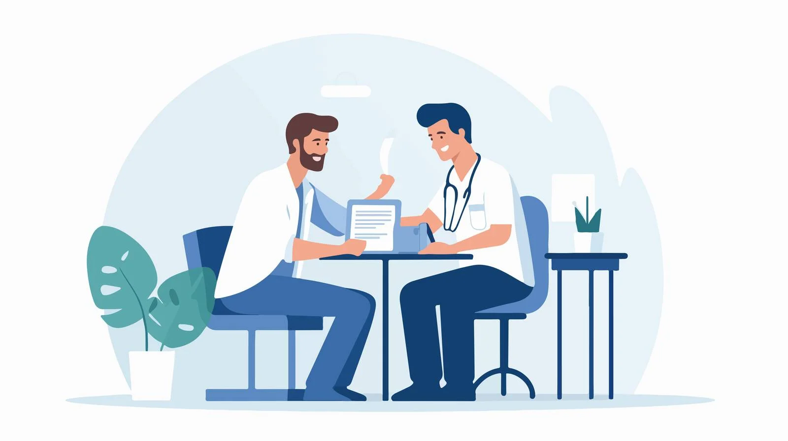 Physician taking patient's blood pressure measurement — free download from Dotvec