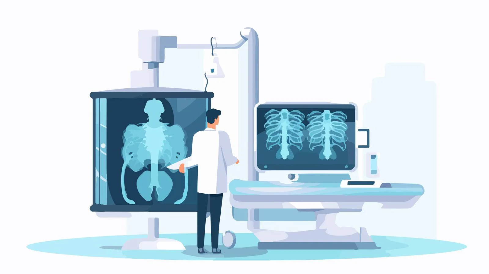Medical professional scanning patient's chest and spine — free download from Dotvec