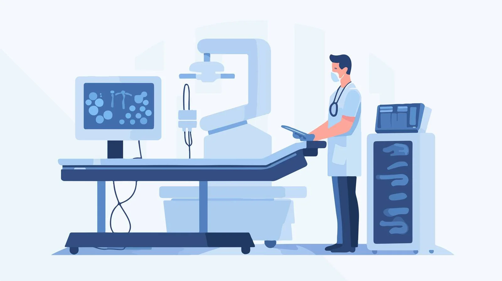 Medical professional performing chest and spine scan — free download from Dotvec