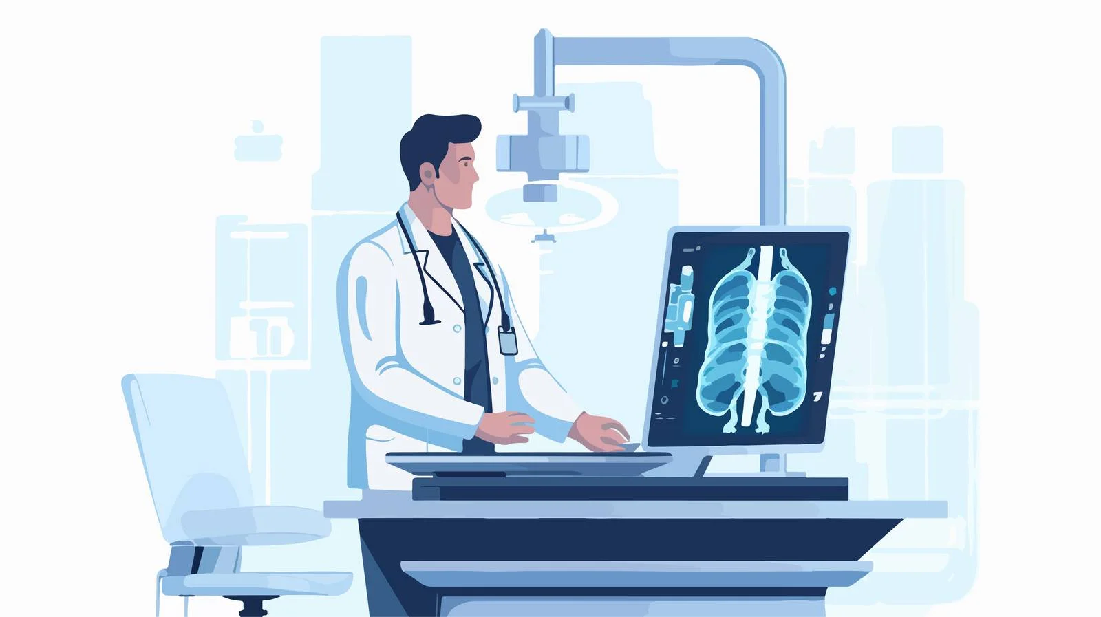 Medical expert scans patient's chest and back — free download from Dotvec