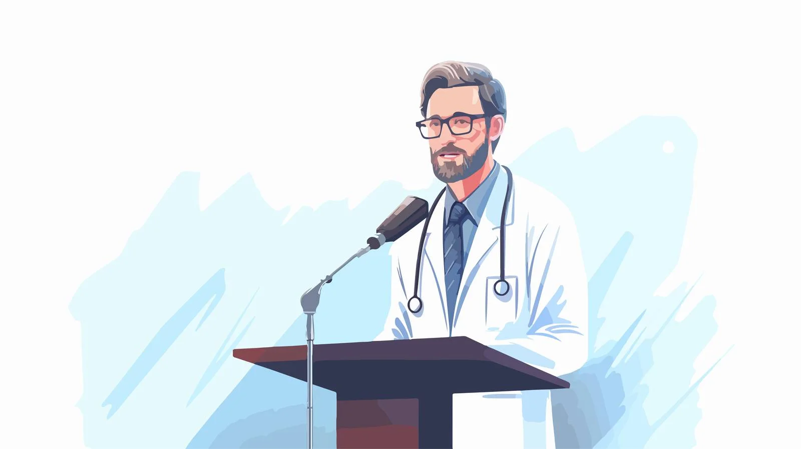 Medical Health Lecture by Doctor Behind Podium — free download from Dotvec