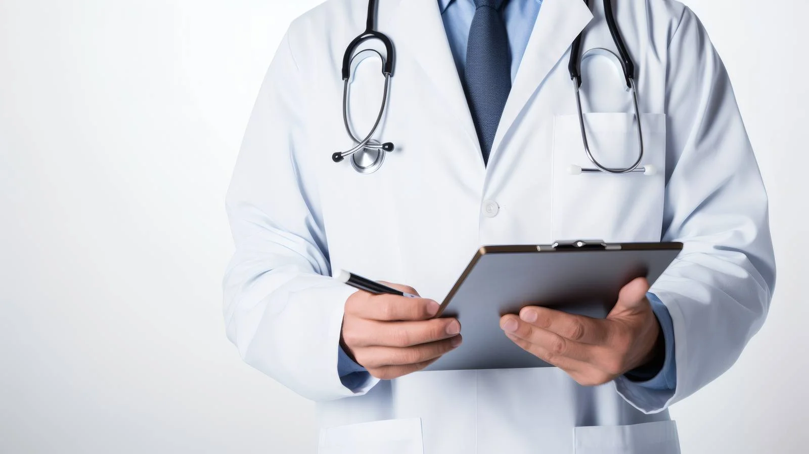 Medical Professional Using Digital Tablet on White — free download from Dotvec
