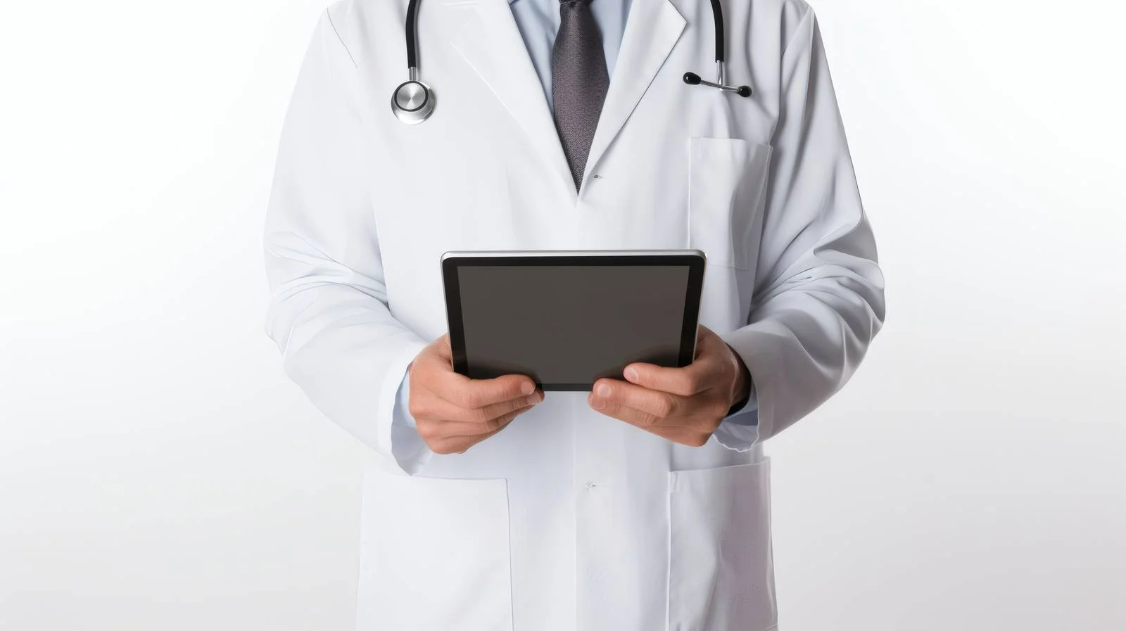 Medical Professional Using Digital Tablet on White — free download from Dotvec