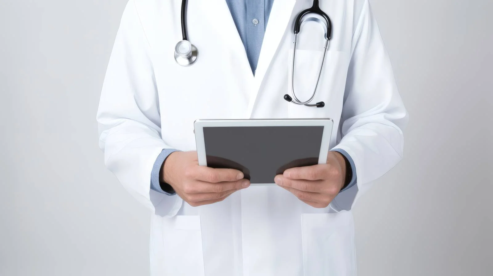 Medical Professional Using Tablet on White Background — free download from Dotvec