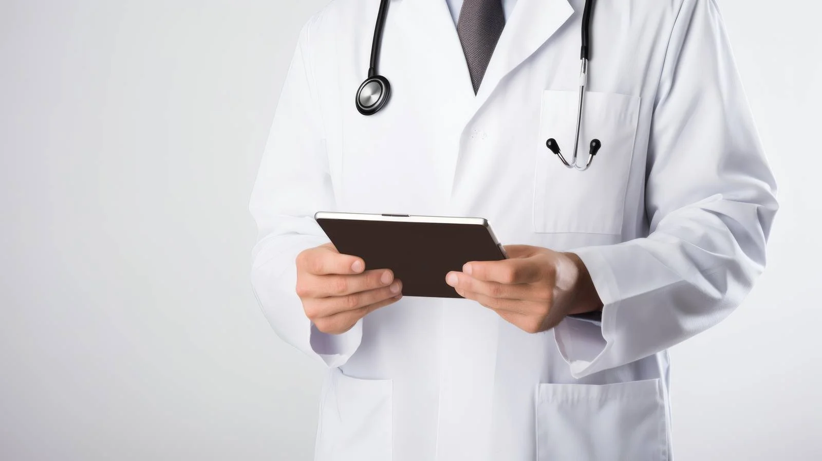 Medical Professional Using Digital Tablet on White — free download from Dotvec