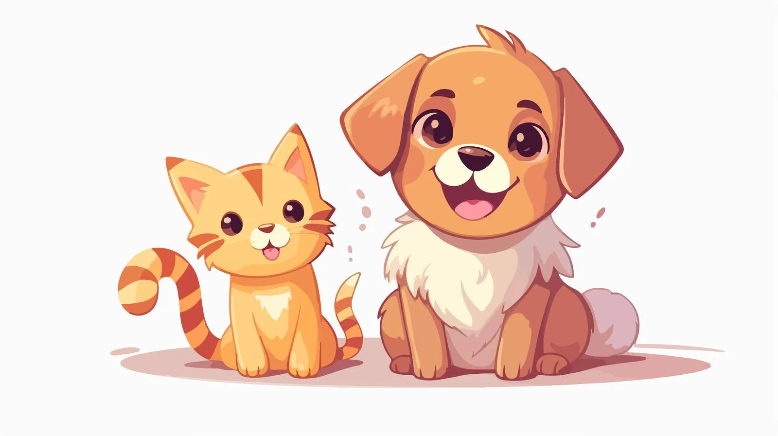 Charming Dog and Cat on White Background — free download from Dotvec
