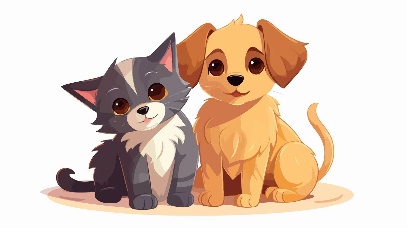 Adorable Dog and Cat on White Background — free download from Dotvec