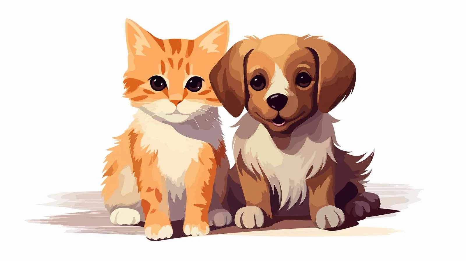Pets Together on White: Adorable Duo — free download from Dotvec