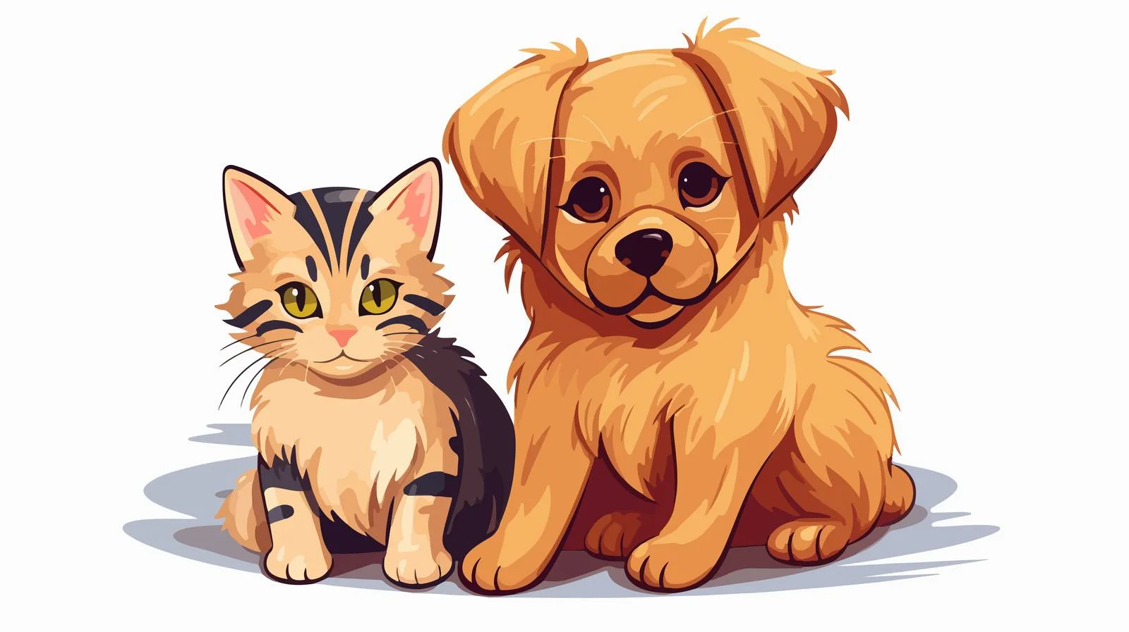 Playful Dog and Cat on White Background — free download from Dotvec