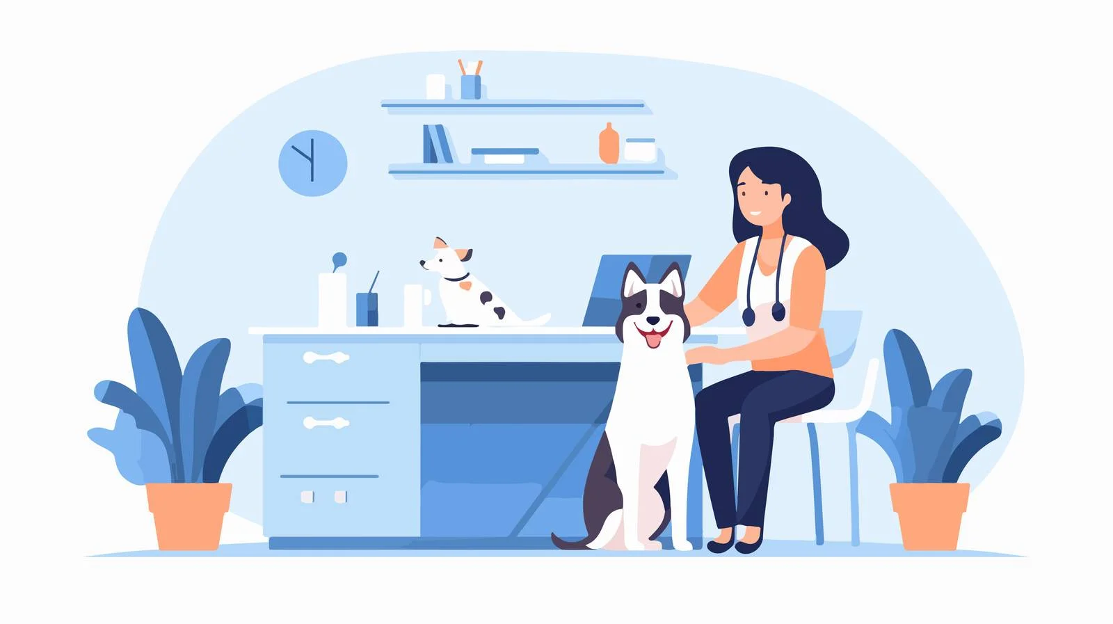 Canine Companion and Owner Visit Veterinary Clinic — free download from Dotvec