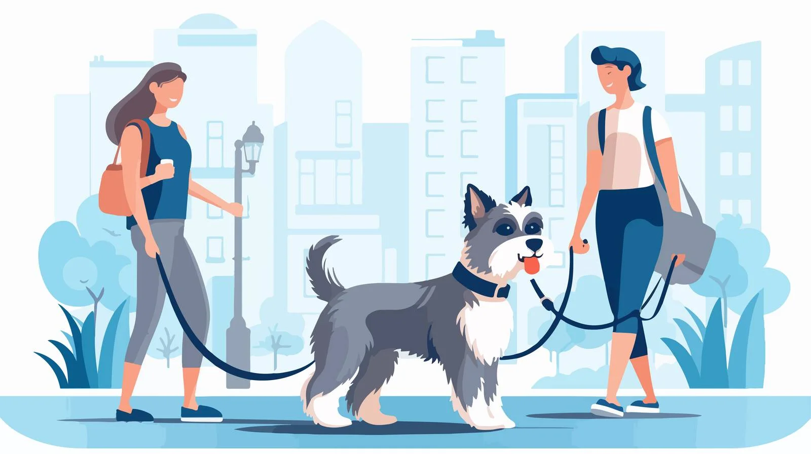 Miniature Schnauzer sitting by owners outdoors — free download from Dotvec